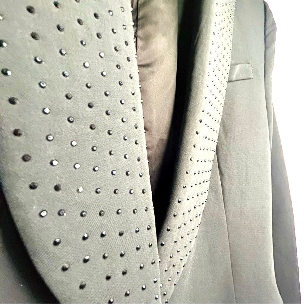 ✨ Forever 21 Black Rhinestone Blazer Size Large NWOT Single Breasted Jacket - Picture 10 of 17